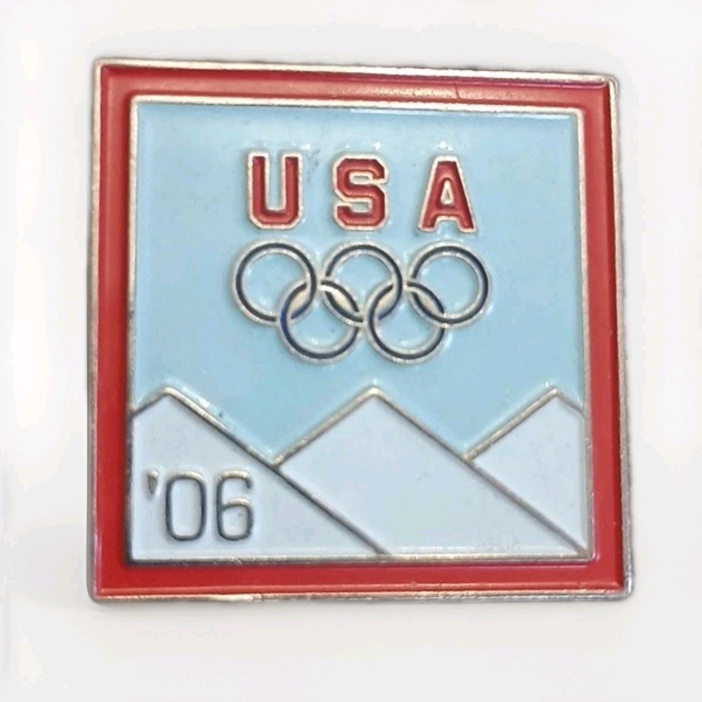 USA Winter Olympic Rings 2006 Turin Italy Enamel Lapel Pin 1" Aminco